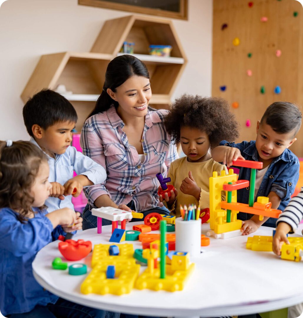 Children building with blocks at daycare
